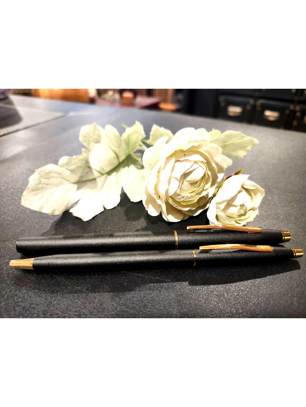 Cross Classic Century Ballpoint Pens Set in Classic Black with 23K Gold Trim NEW